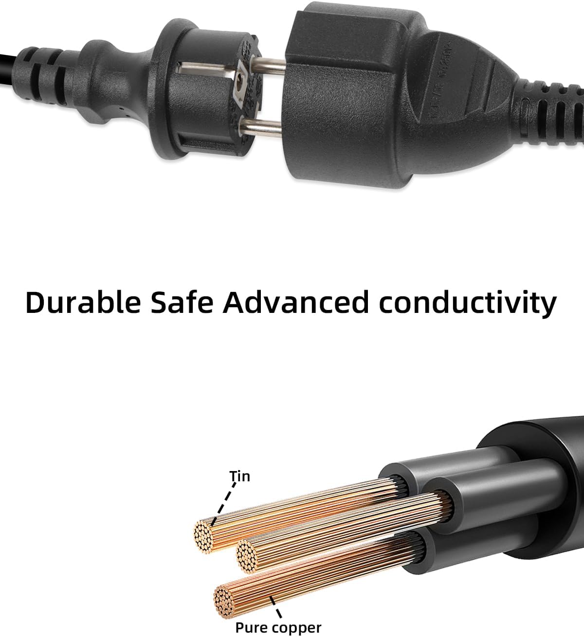Thumbnail 4 de RIIEYOCA Stecker-zu-Doppelsteckdose Verlängerungskabel für Außenbereich (16A/250V, wasserdicht, schwarz)