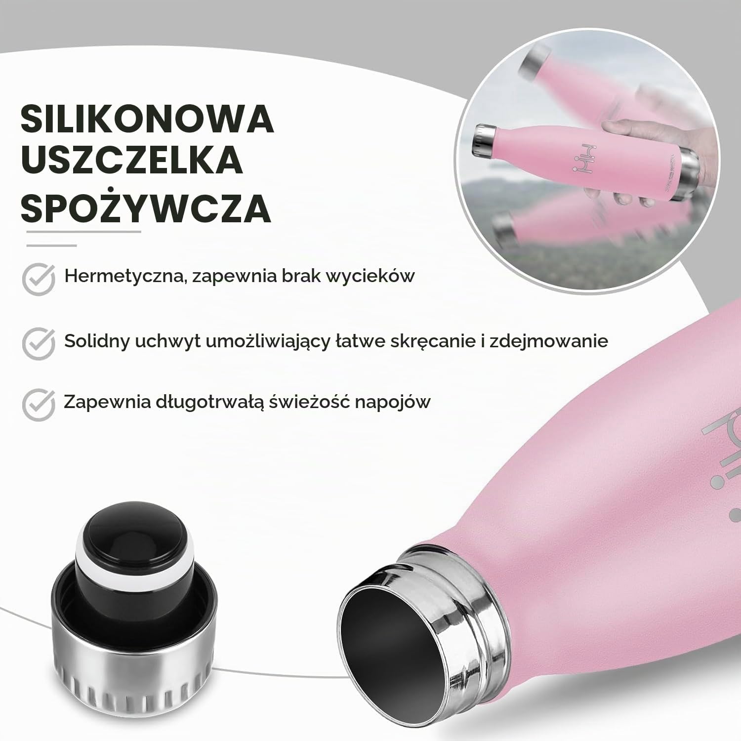 Detalle 2 de HoneyHolly HH-SCKLP-500ML-Pink-1767C – butelka termiczna 500 ml ze stali