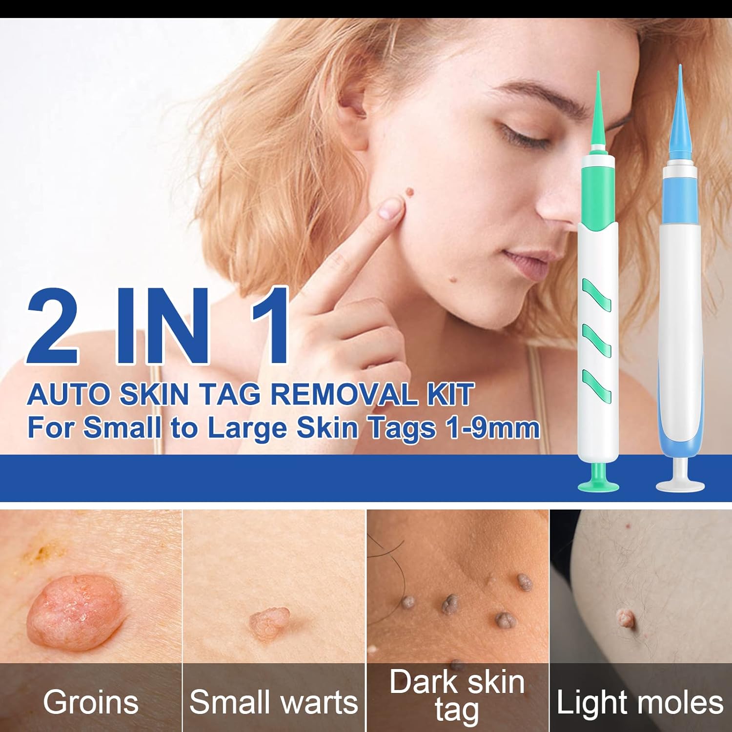 Detalle 2 de Kit de traitement d’acrochordons VFjVlVdG (1 à 9 mm) pour verrues et grains de beauté