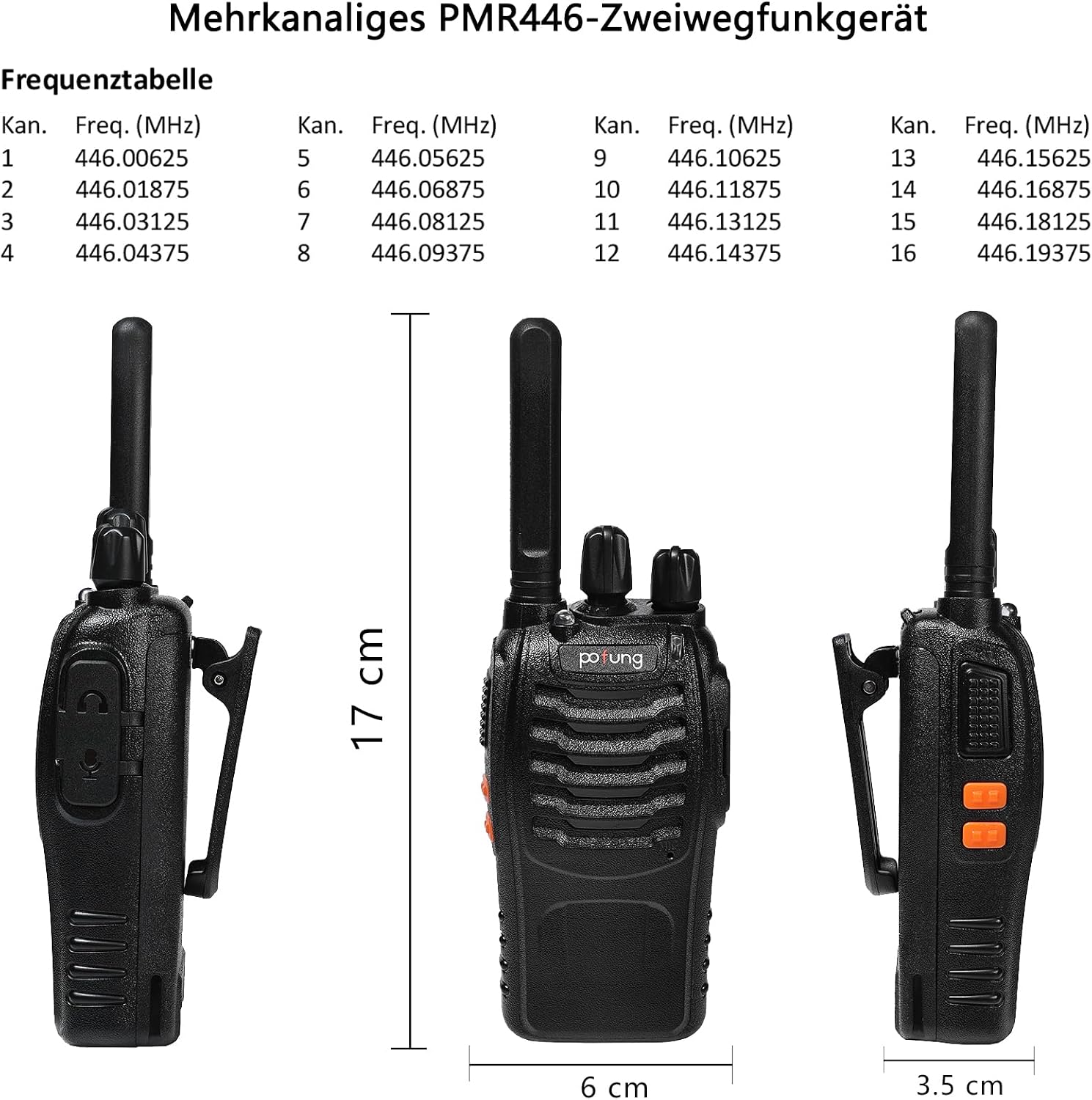Thumbnail 4 de PMR446 Funkgerät PT88E 16 Kanäle von 500 m