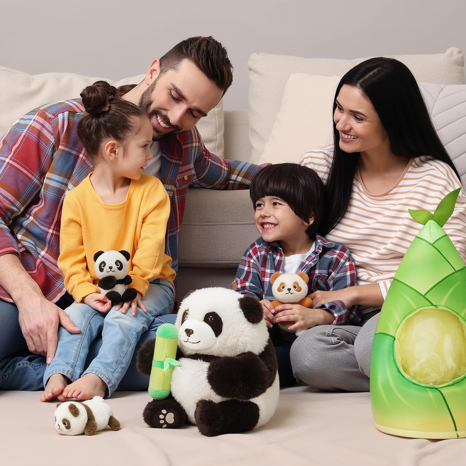 Thumbnail 5 de OUOZZZ 30cm Panda Plush Mama with 3 Baby Pals and Built-in Hideaway Pocket
