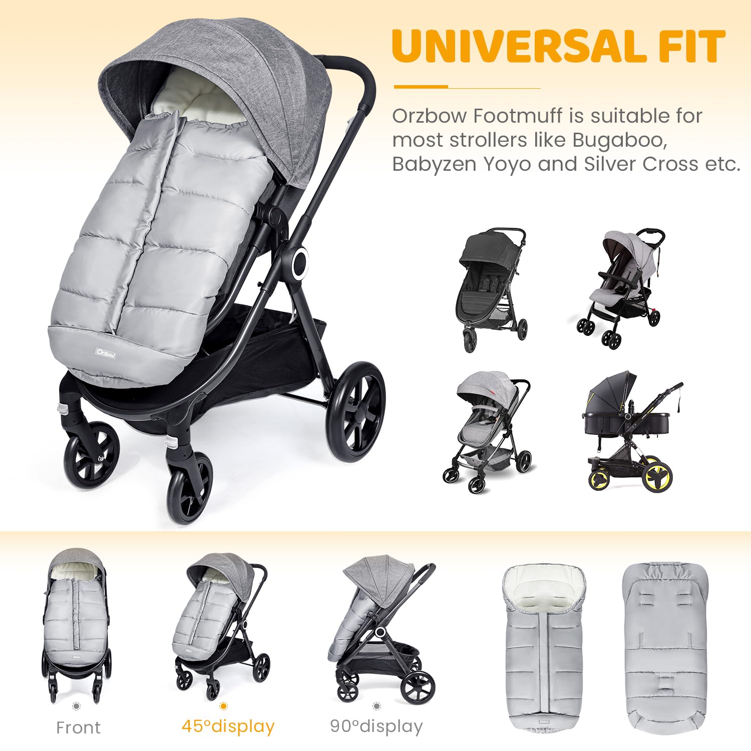 Detalle 2 de Orzbow Fußsack Kinderwagen Winter 97×44 cm
