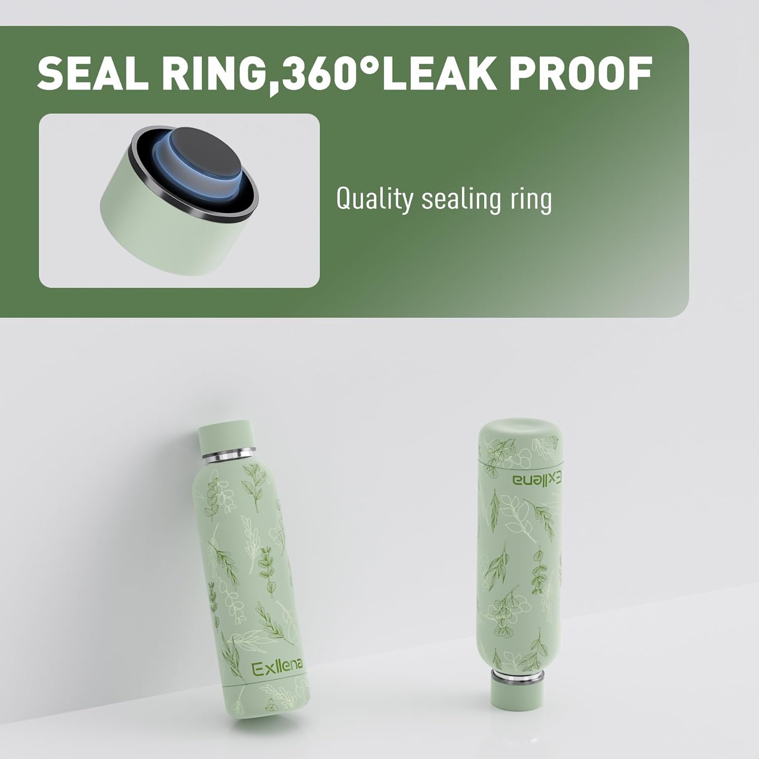 Thumbnail 1 de Exllena Insulated Water Bottle 500ml with Clip (Double Wall Vacuum Flask) – Floral