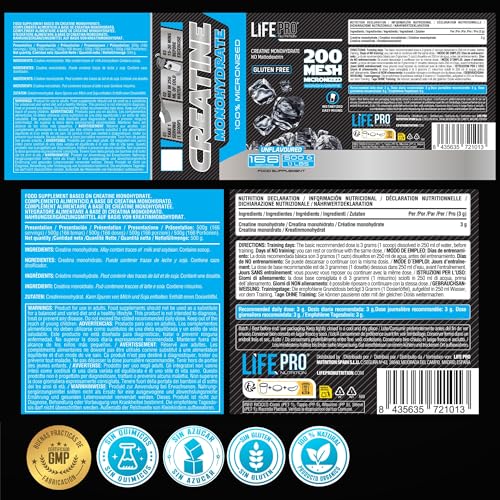 Thumbnail 6 de Life Pro Creatina Monohidratada 200 Mesh Micronizada 500 g – pureza 99,9% para mayor resistencia y recuperación