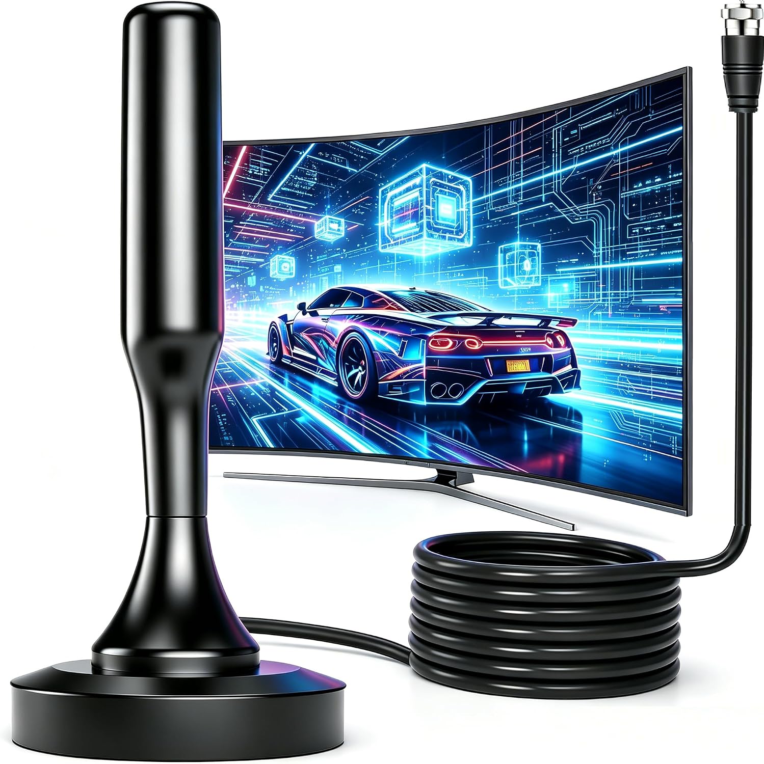 Detalle de Indoor TV Antenna for Local Channels with 16.5 ft Cable – 4K/1080p Support, Easy Setup