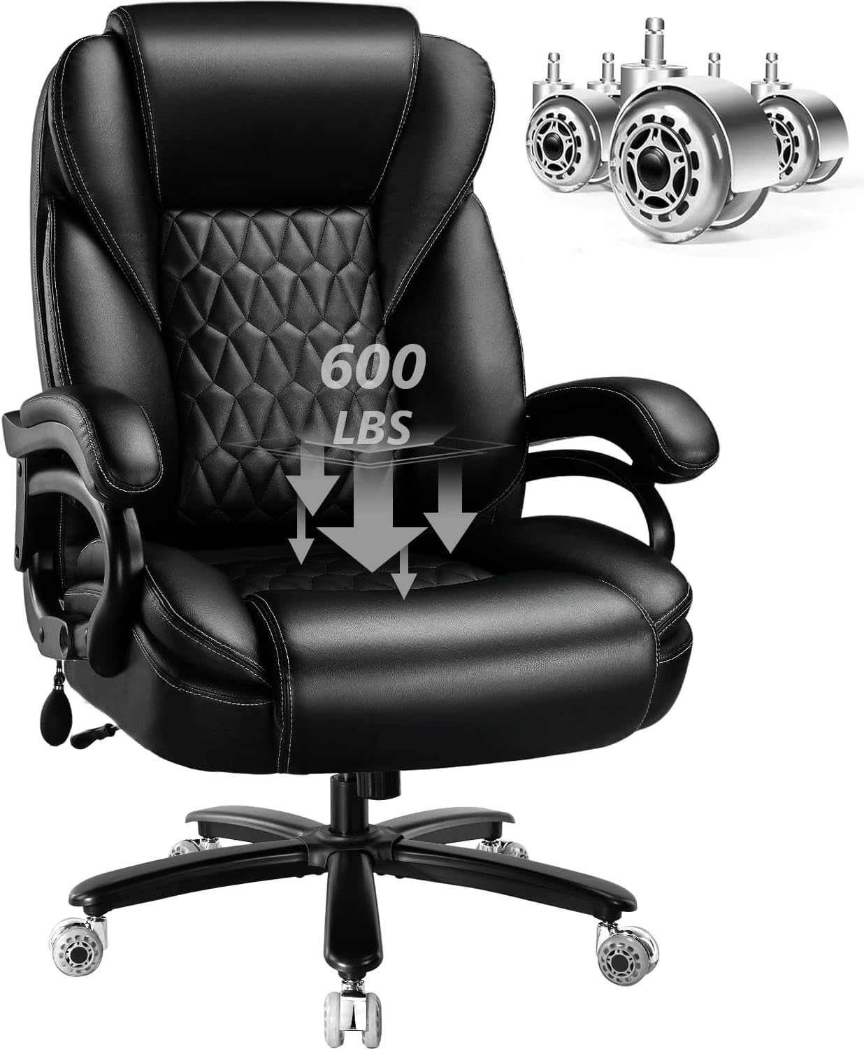 Detalle de Famsway MT001 Big and Tall Office Chair, 600 lb Capacity, Pocket Spring Cushion