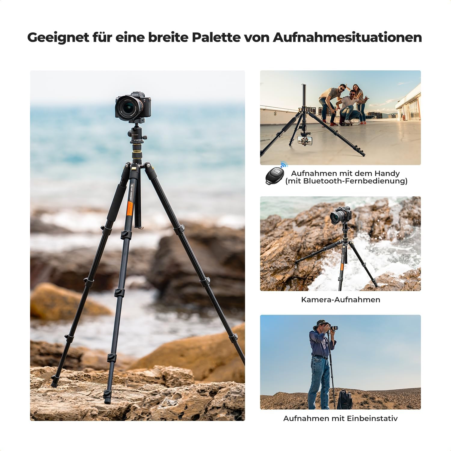 Thumbnail 2 de K&F CONCEPT Kamerastativ 184 cm – leicht, tragbar und vielseitig