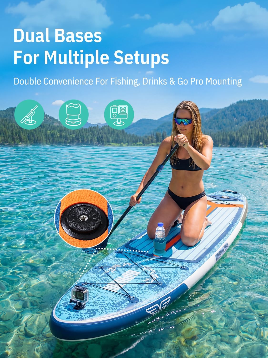 Detalle de Niphean (Extra Large) Inflatable Paddle Board (SUP) for 2+1 People, 500 lbs Capacity with Accessories