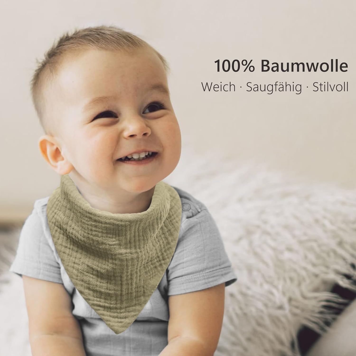 Detalle de B e a r m o s s Musselin-Dreieckstücher für Babys (8er-Set) – 100% Baumwolle, verstellbar