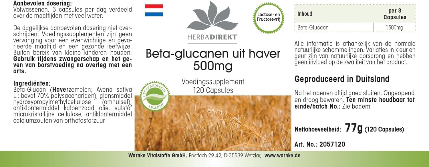 Thumbnail 6 de HERBADIREKT Beta glucano 500 mg 120 capsule integratore 💊