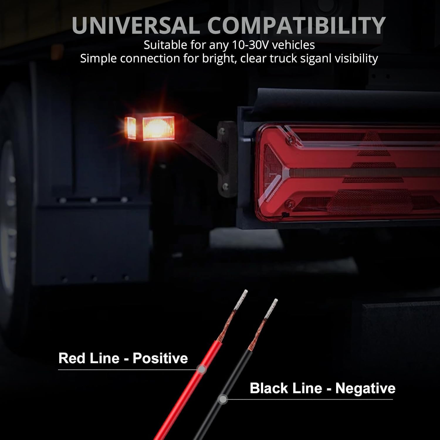 Thumbnail 5 de Justech 2pcs LED Side Marker Lights (Triple Colour) 12–30V, IP65, 74mm for Truck Trailer, Lorry, RV & Caravan