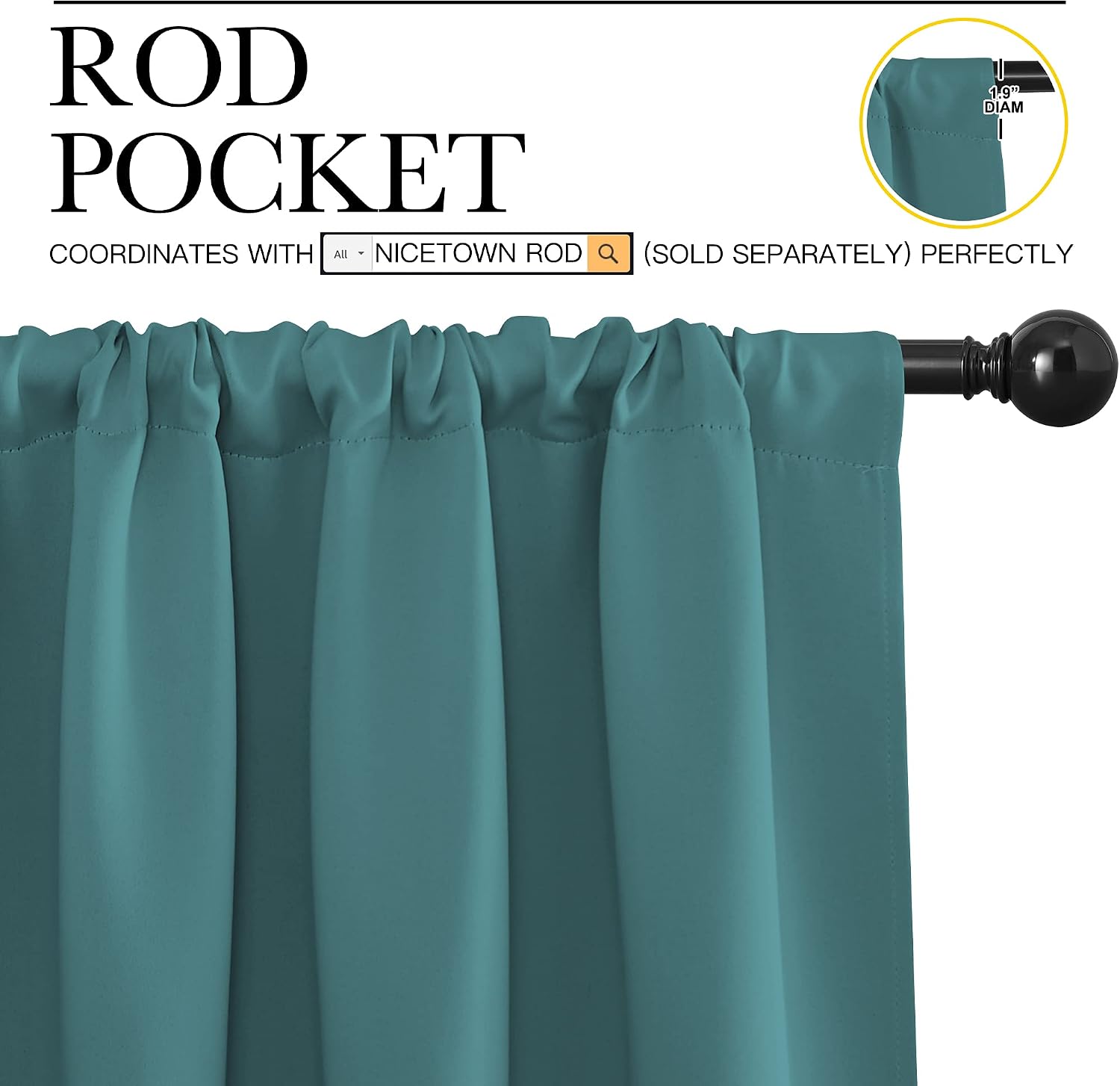 Thumbnail 2 de NICETOWN Blackout Curtain 42x84 Sea Teal 🪟