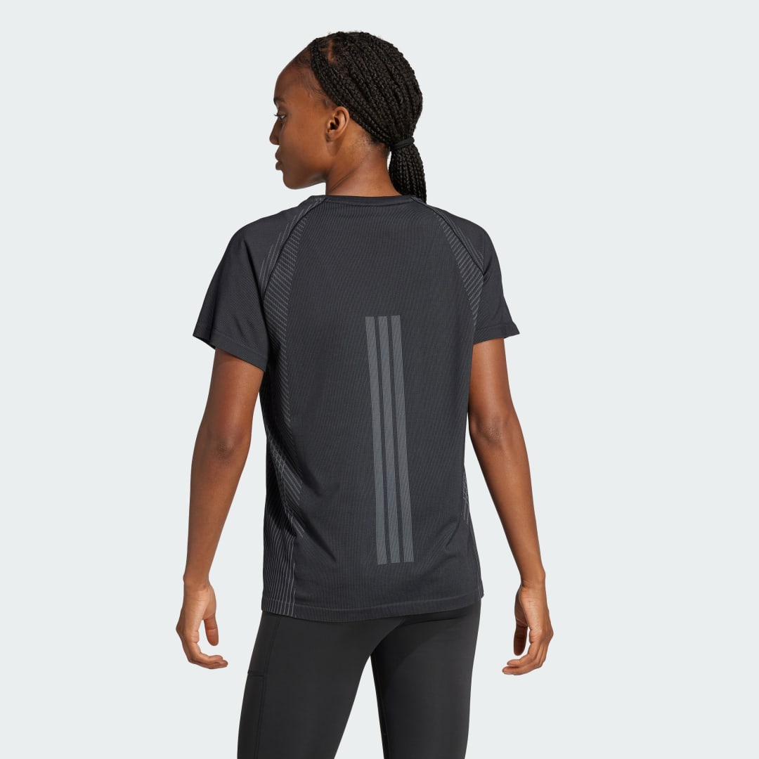 Detalle de Camiseta de punto sin costuras de Adidas – negro