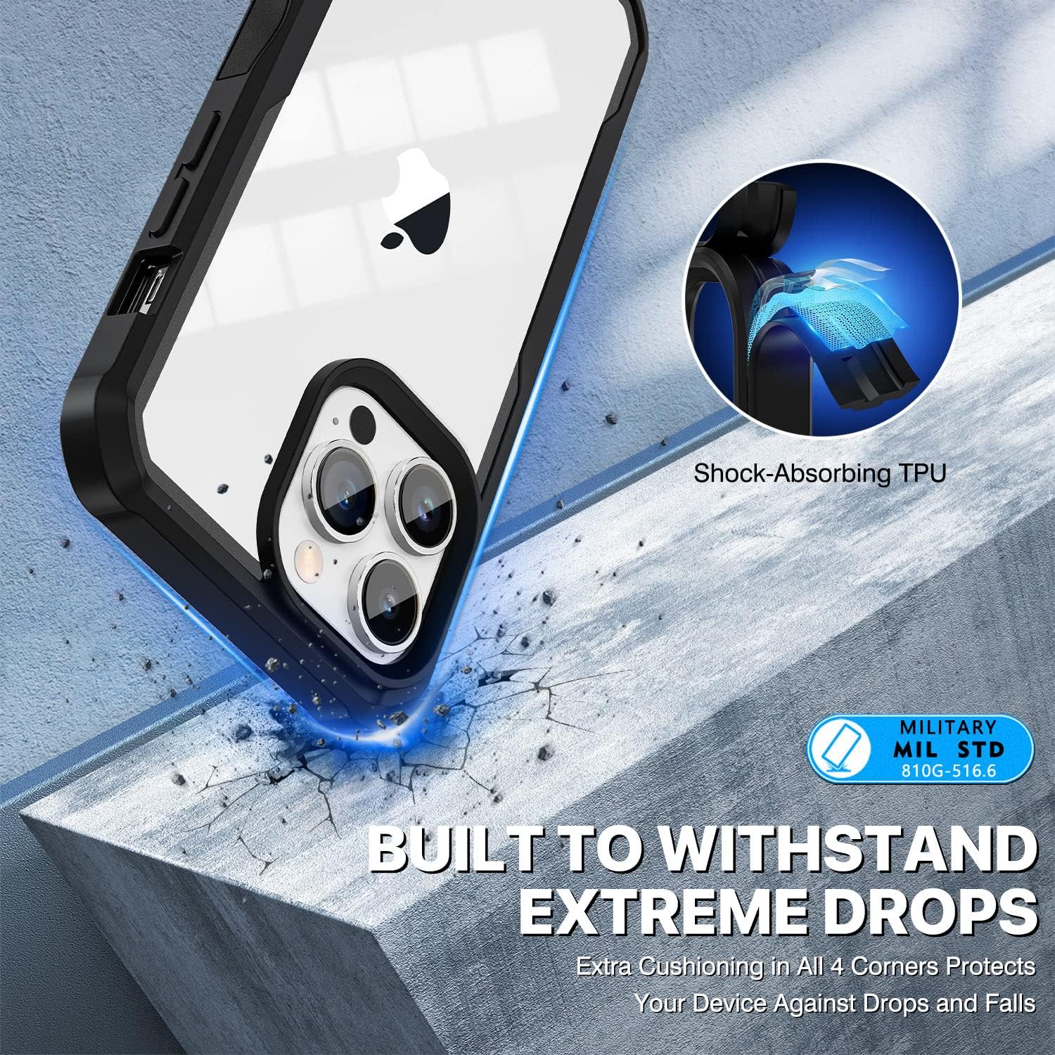 Detalle de CENHUFO iPhone 14 Pro Case with built-in anti-spy privacy screen protector (Black)