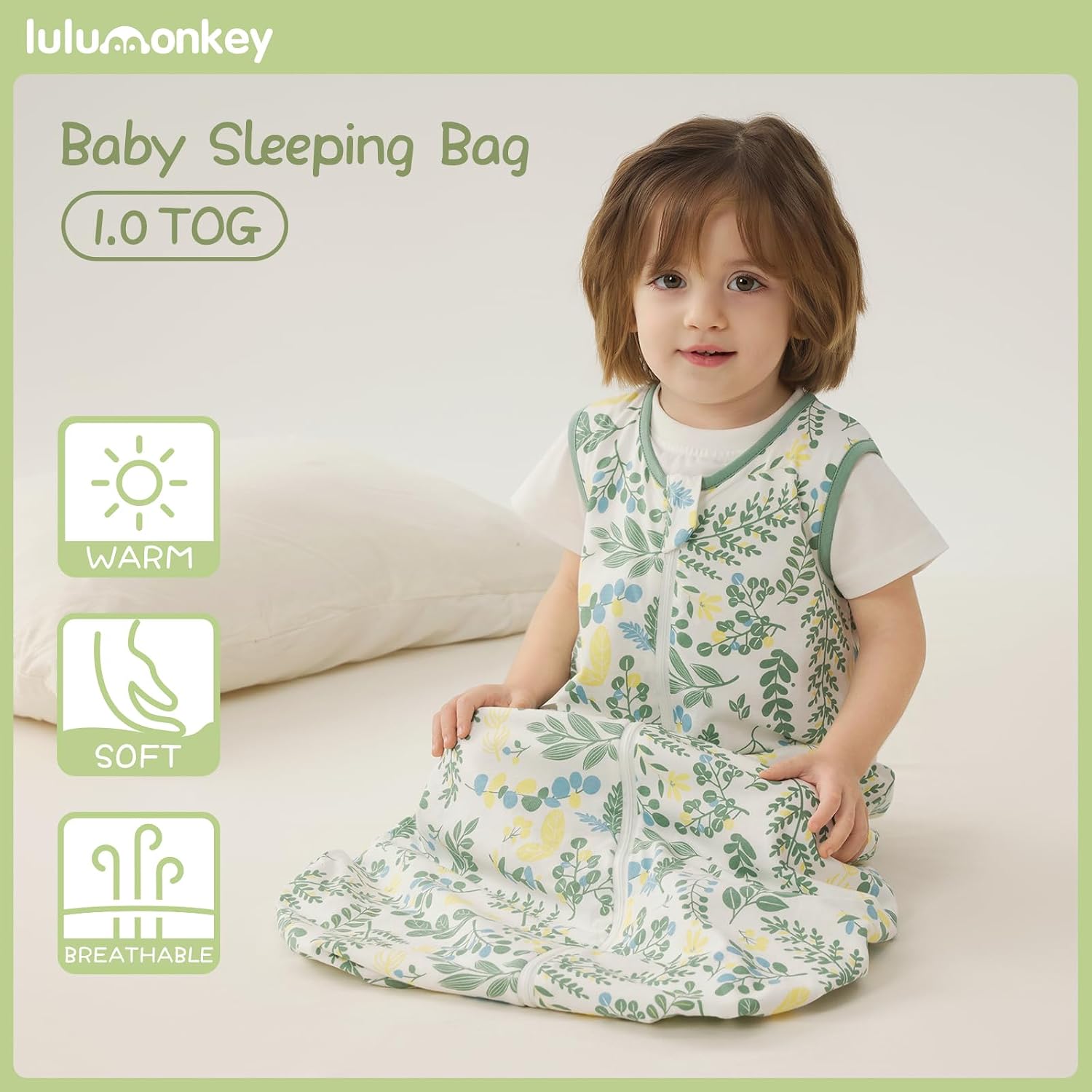 Thumbnail 1 de LULUMONKEY Baby Sleeping Bag 1.0 Tog 18-36 Months — 100% Cotton Jungle Sleep Sack