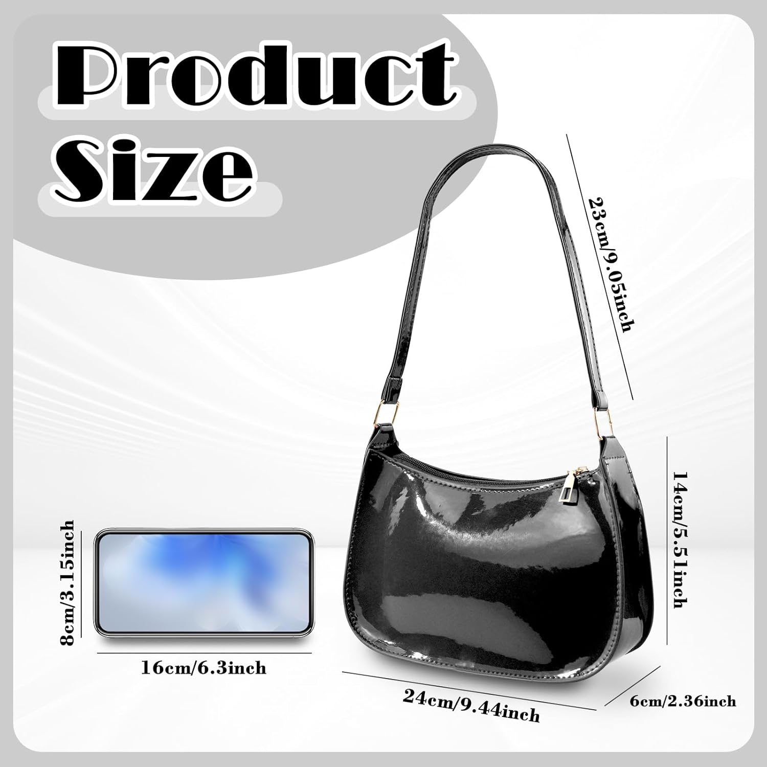 Thumbnail 2 de Energather Kleine Schultertasche Damen – PU-Handtasche mit Reißverschluss für Reisen, Arbeit & Verabredungen