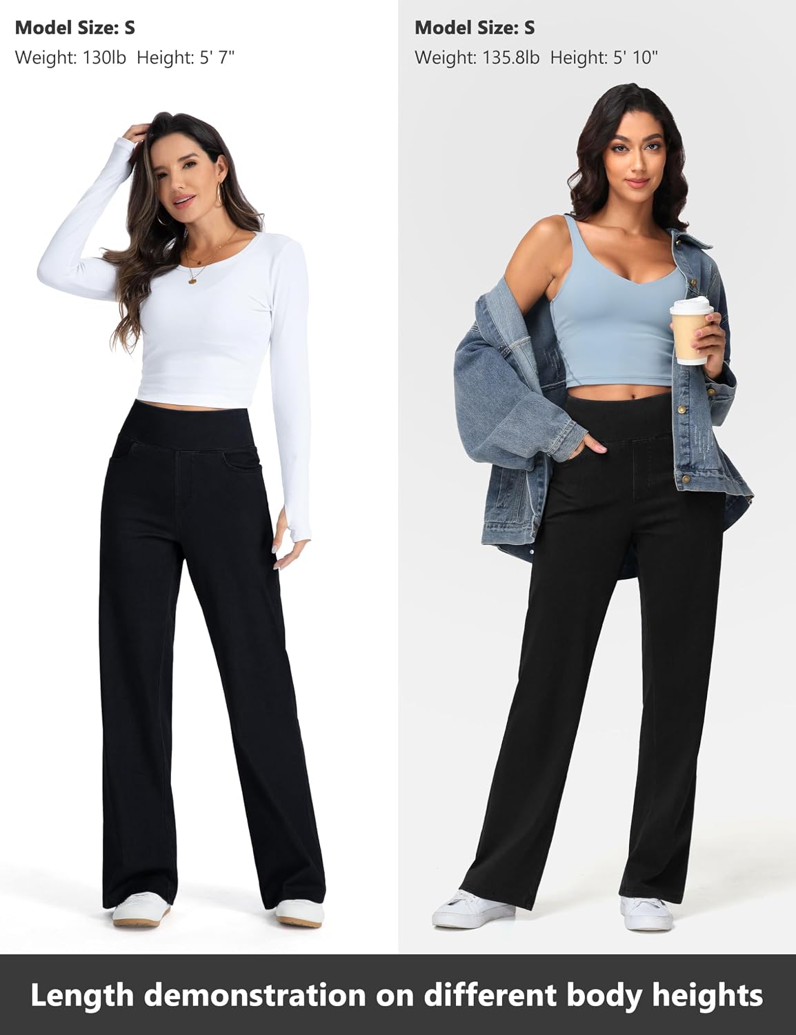 Thumbnail 5 de THE GYM PEOPLE Women's Stretch Baggy Jeans, Wide Leg, 4 Pockets