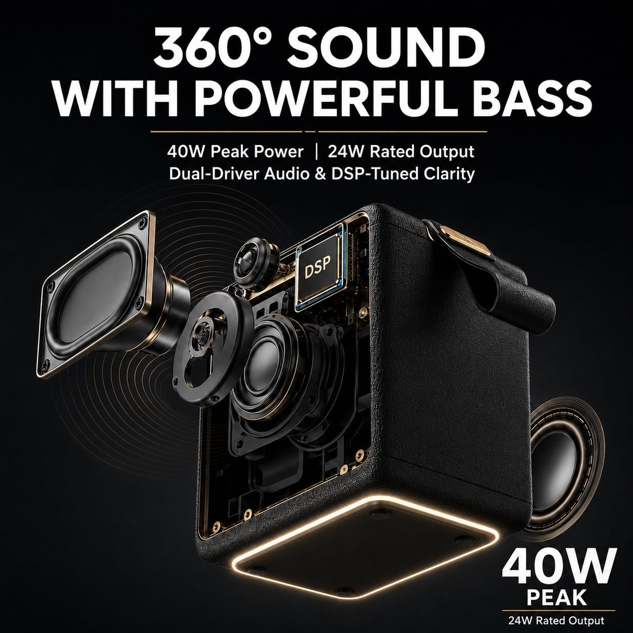 Detalle 2 de MG II Portable Bluetooth Speaker 40W Deep Bass 🎵