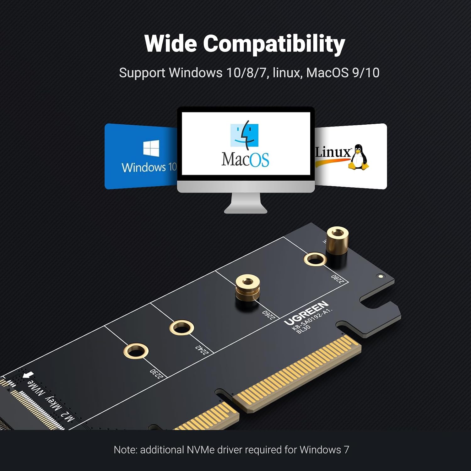 Detalle 2 de UGREEN NVMe PCIe Adapter 2280
