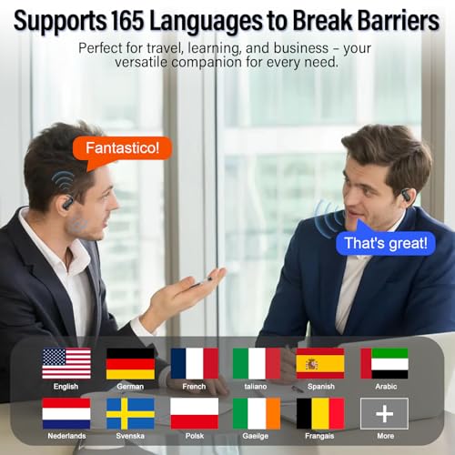 Detalle de AI Auricolari Traduzione Simultanea DUSONLAP: Traduzione in tempo reale per 165 lingue, 6 modalità e Bluetooth 5.4