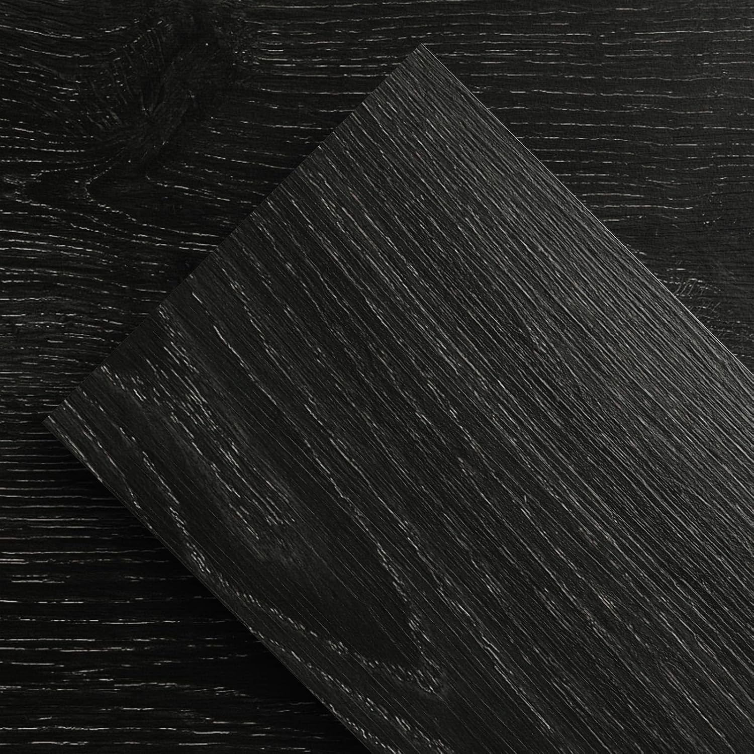 Detalle de ATOPOSE Black Self-Adhesive Vinyl Flooring – 36 Plank Pack in Nero (Wood Look)