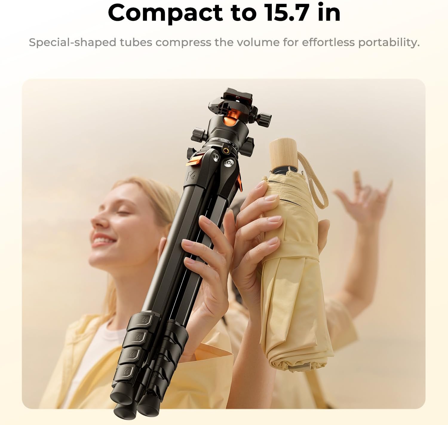 Detalle de K&F CONCEPT 63" Travel Compact Tripod with Ball Head (Aluminium)
