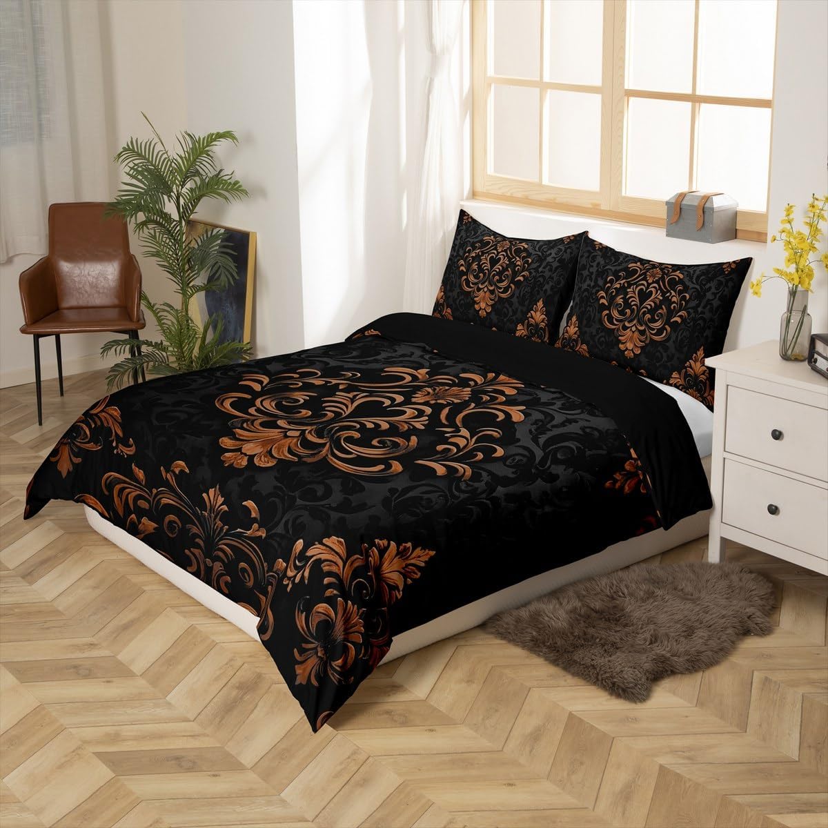 Thumbnail 1 de Homewish Exotic Gothic Bettwäsche 2-teilig 135x200 / 80x80 - Mikrofaser, 100% Polyester, Verdunkelungseffekt im gotischen Design