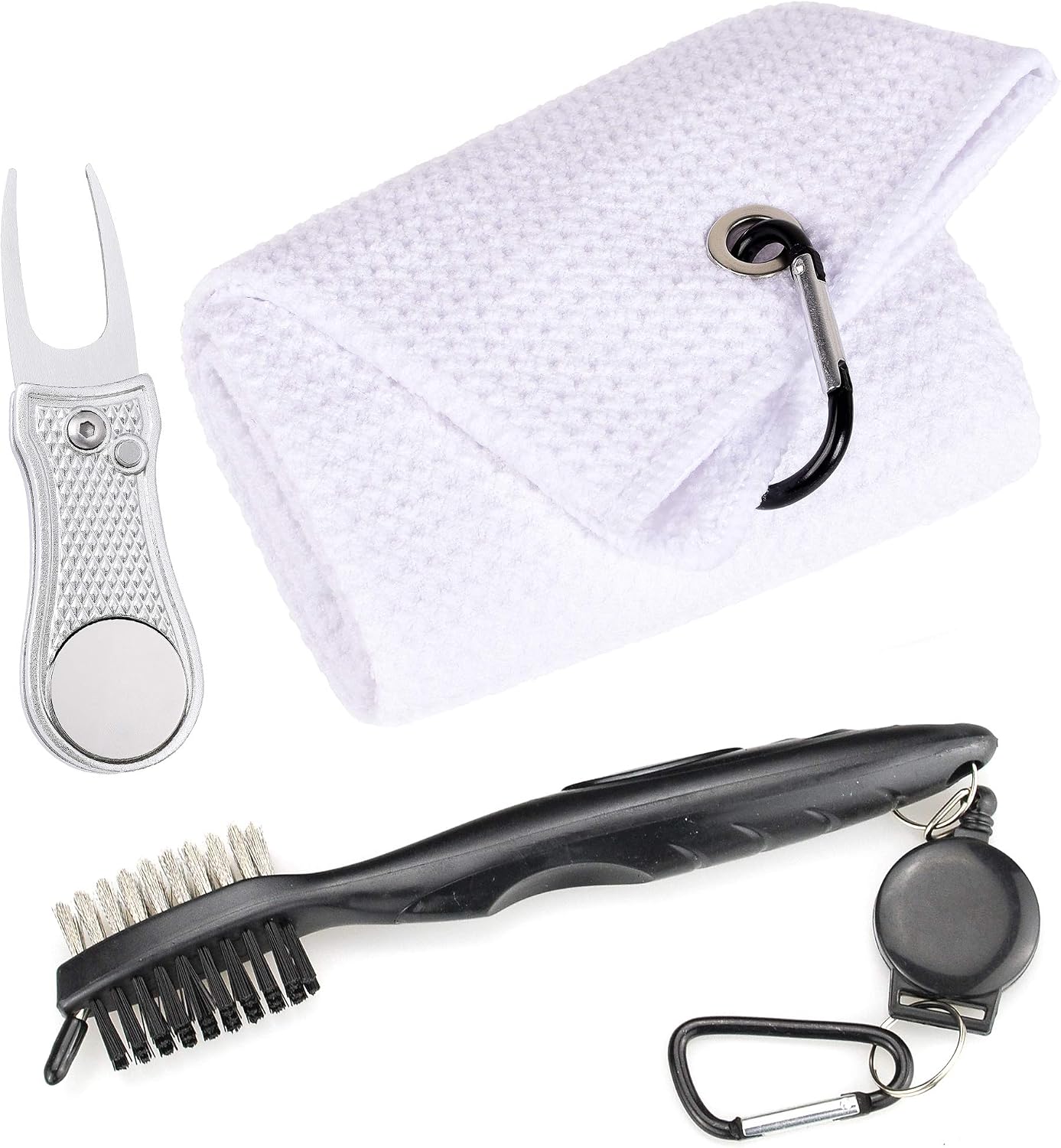 Detalle de Mile High Life Microfiber Golf Towel Set with Groove Brush and Folding Divot Tool