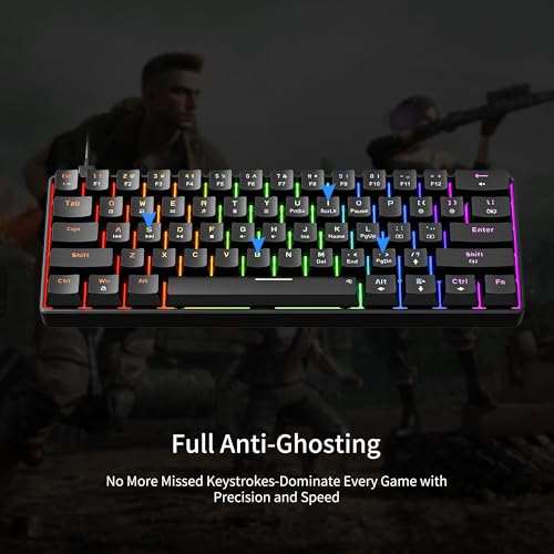 Detalle de NEWMEN GM611 Gaming Keyboard, 60% Mechanical with Red Switches