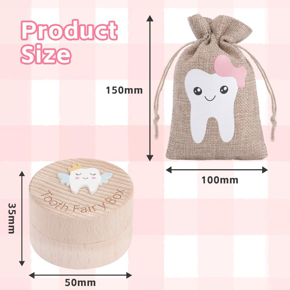 Thumbnail 1 de HOTUT Wooden Milk Tooth Box with 3D Carved Tooth Lid