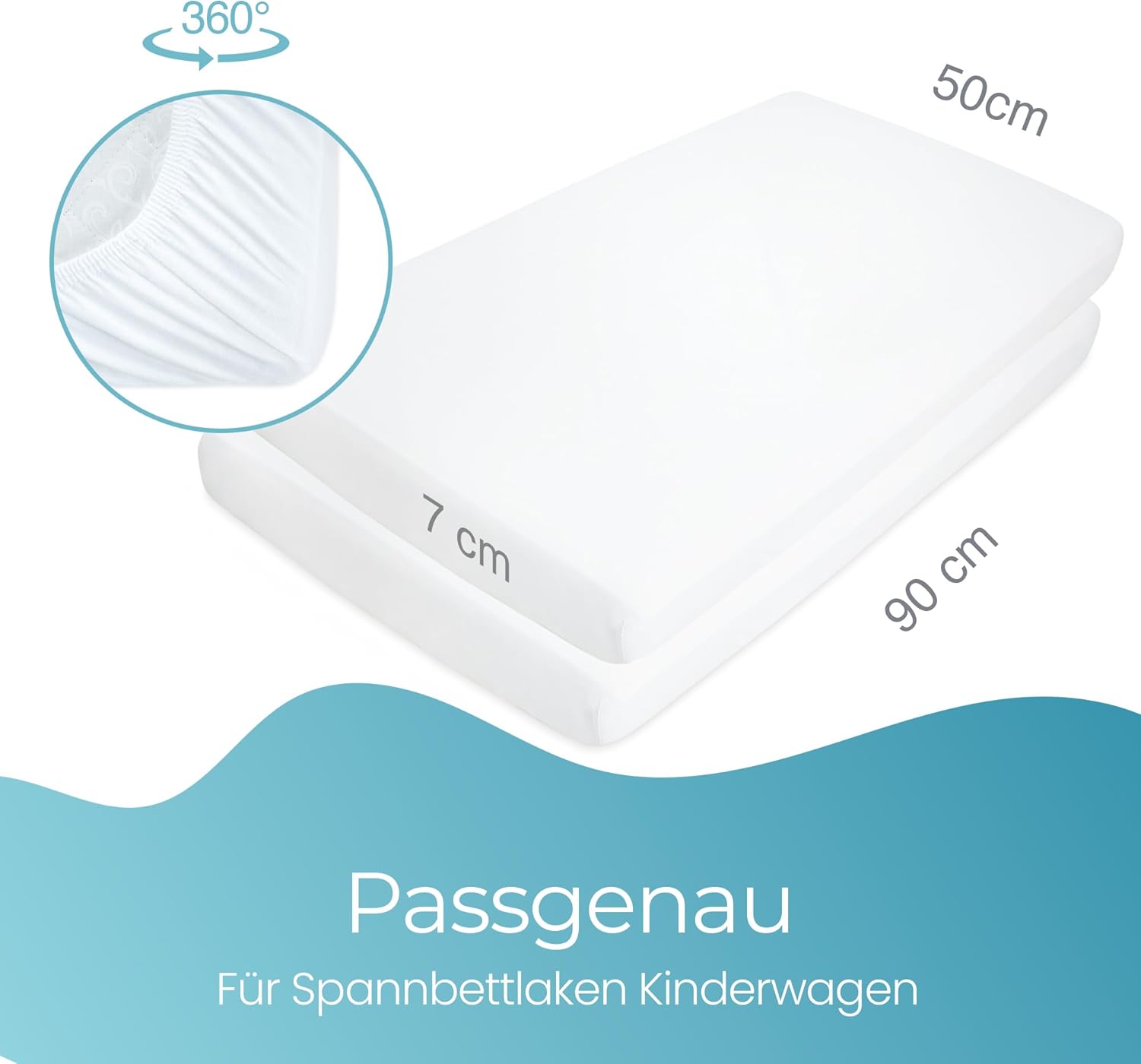 Thumbnail 4 de Spannbettlaken 50x90 cm für Kinderwagen – 2er-Set, Weiss, Bio-Baumwolle