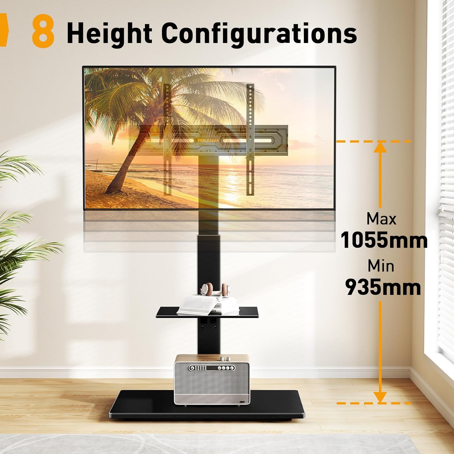 Thumbnail 4 de PERLEGEAR TV Floor Stand for 30-70 inch TVs up to 50 kg with Tilt, Swivel and Adjustable Shelf
