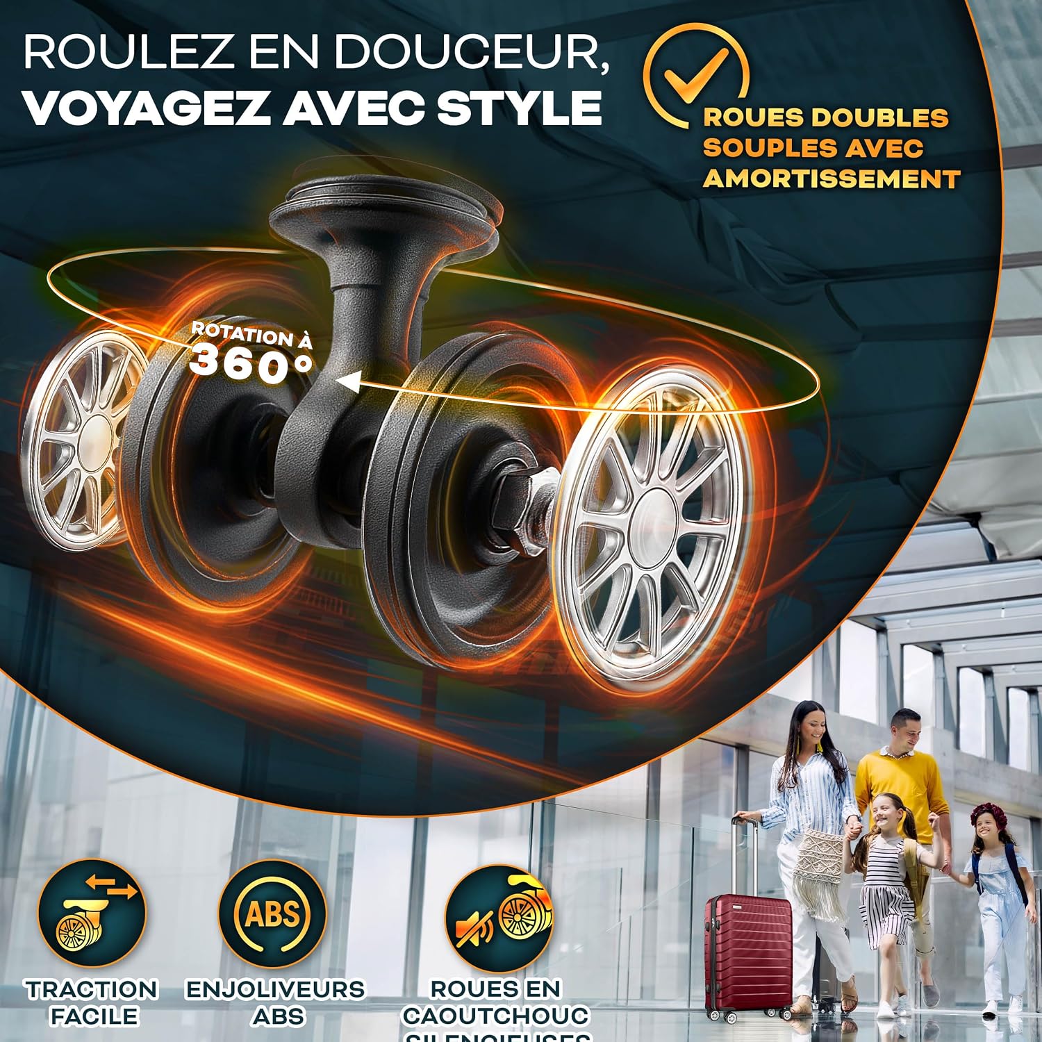 Detalle de Tillvex Set de 4 Valises de Voyage + Balance, 8 Sangles et 4 étiquettes – Coques rigides ABS, TSA, rouge