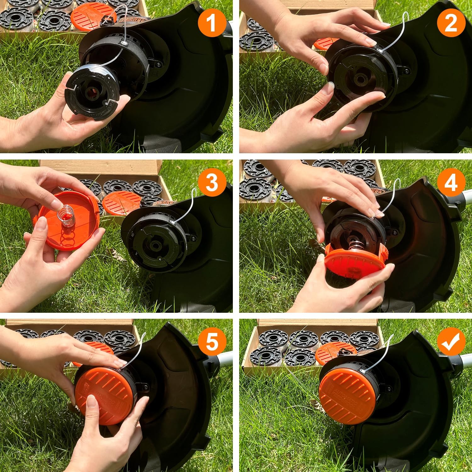 Thumbnail 6 de Uchidodo Strimmer Spool for Black and Decker – 6 replacement spools, 30 ft line (0.065 in) with cover and spring