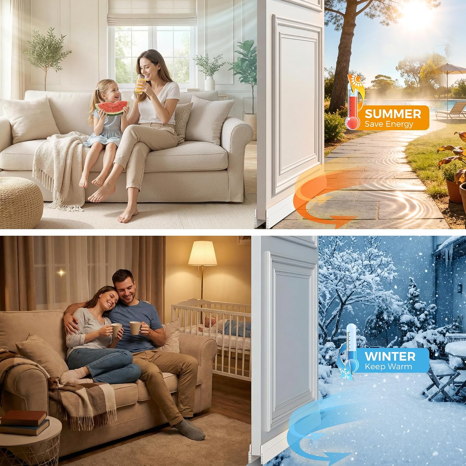Thumbnail 6 de Hojoy 2 Pack Door Draft Excluder 39in