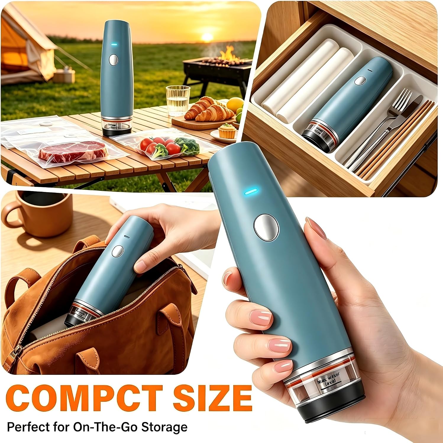 Detalle de MZROT -80kPa Compact Vacuum Sealer for Food (Vacuum Sealer Machine + 30 Reusable Bags)