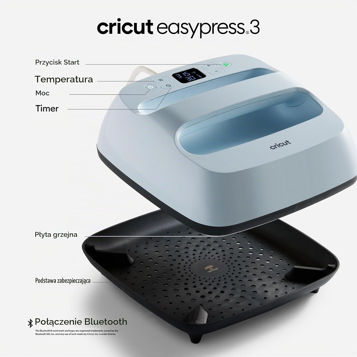 Detalle de Cricut EasyPress 3 2009144 – prasa termiczna 30 × 25 cm, Bluetooth, 205°C