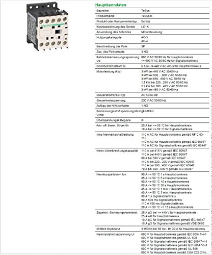 Thumbnail 1 de Schneider Electric TeSys LC1K0610P7 – Contacteur 3P AC-3, 440V, 6A, bobine 230Vca