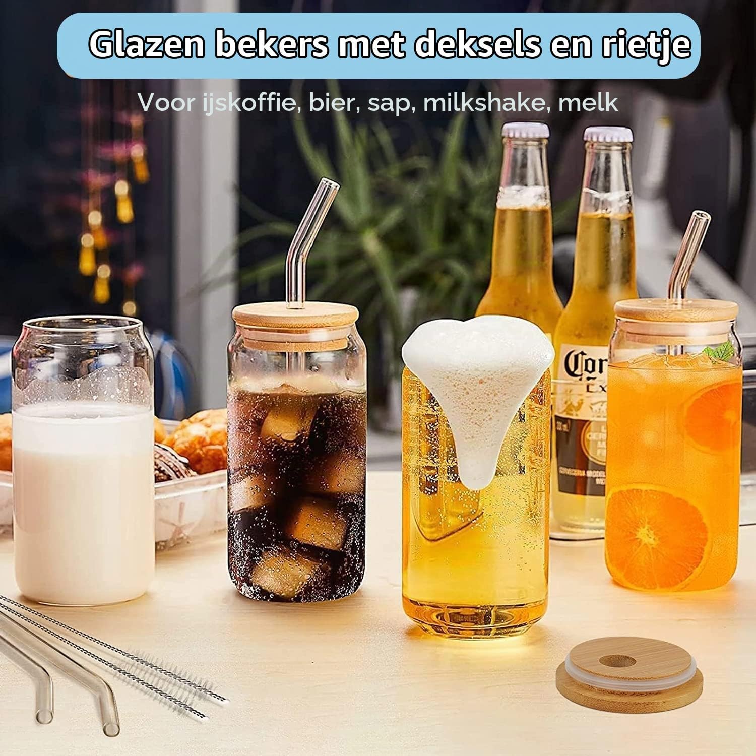 Detalle de MEIMUCUL M.MCUL 6pcs drinkglazenset van borosilicaatglas, 500 ml