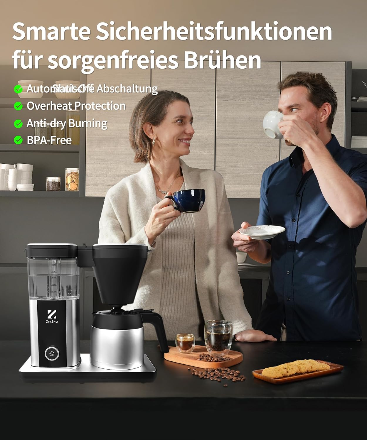 Thumbnail 6 de ZACHVO Filterkaffeemaschine (1,25 L) – Kaffeefilter für den Alltag