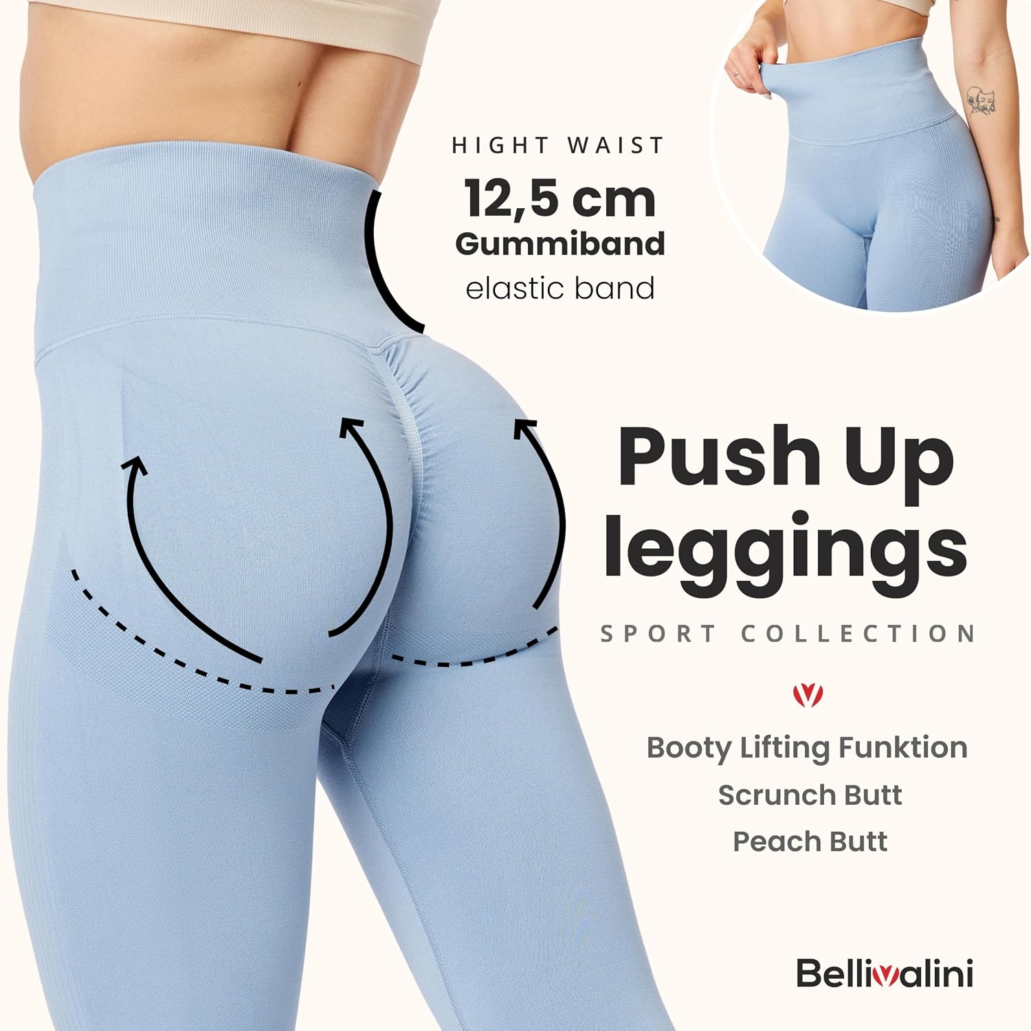 Thumbnail 2 de Bellivalini BLV50-255 Leggins Push up Vita Alta