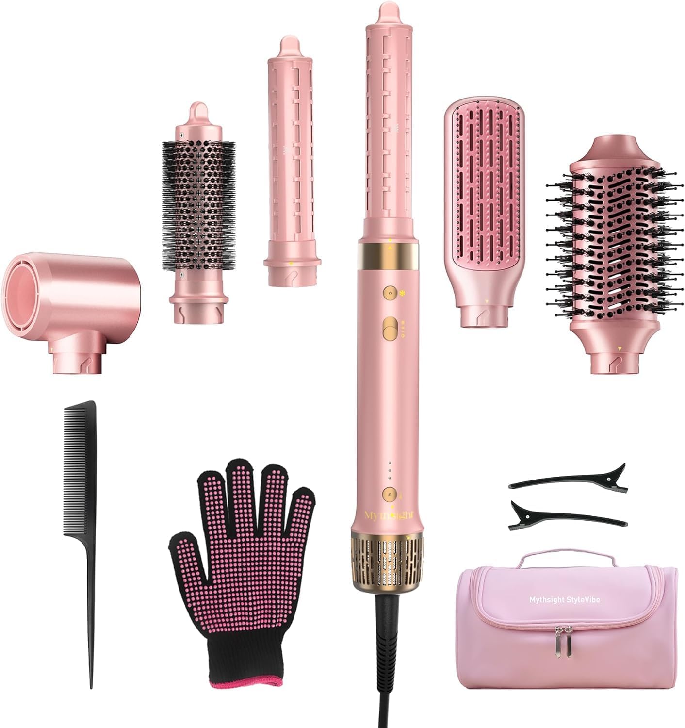 Detalle de Mythsight StyleVibe 6-in-1 Air Styler: All-in-One Hair Dryer, Blowout & Curl Tool