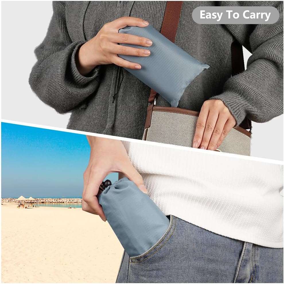 Thumbnail 3 de AYBUY Coperta da Spiaggia e Picnic Portatile 200 × 140 cm Grigio