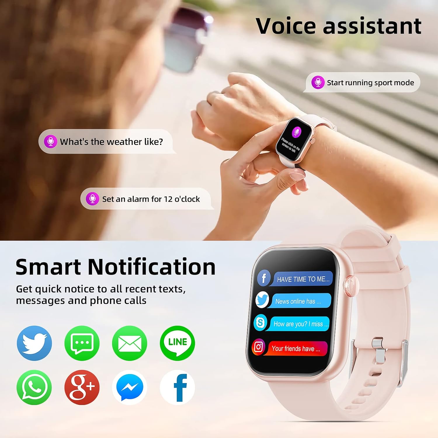 Detalle 2 de Hwagol Smart Watch 1.85" fitness tracker