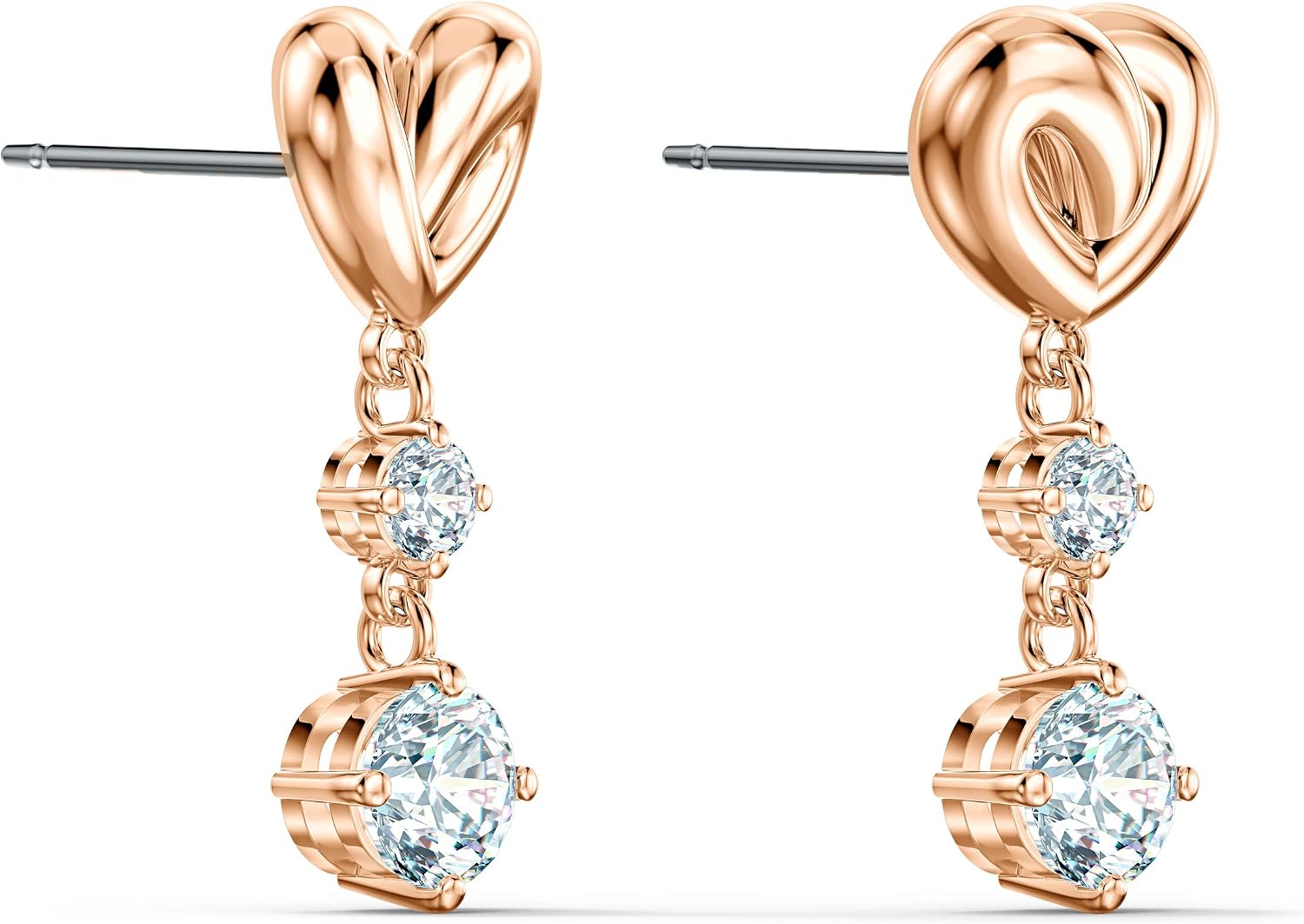 Detalle de Swarovski Pendientes Lifelong Heart en tono oro rosa 💍