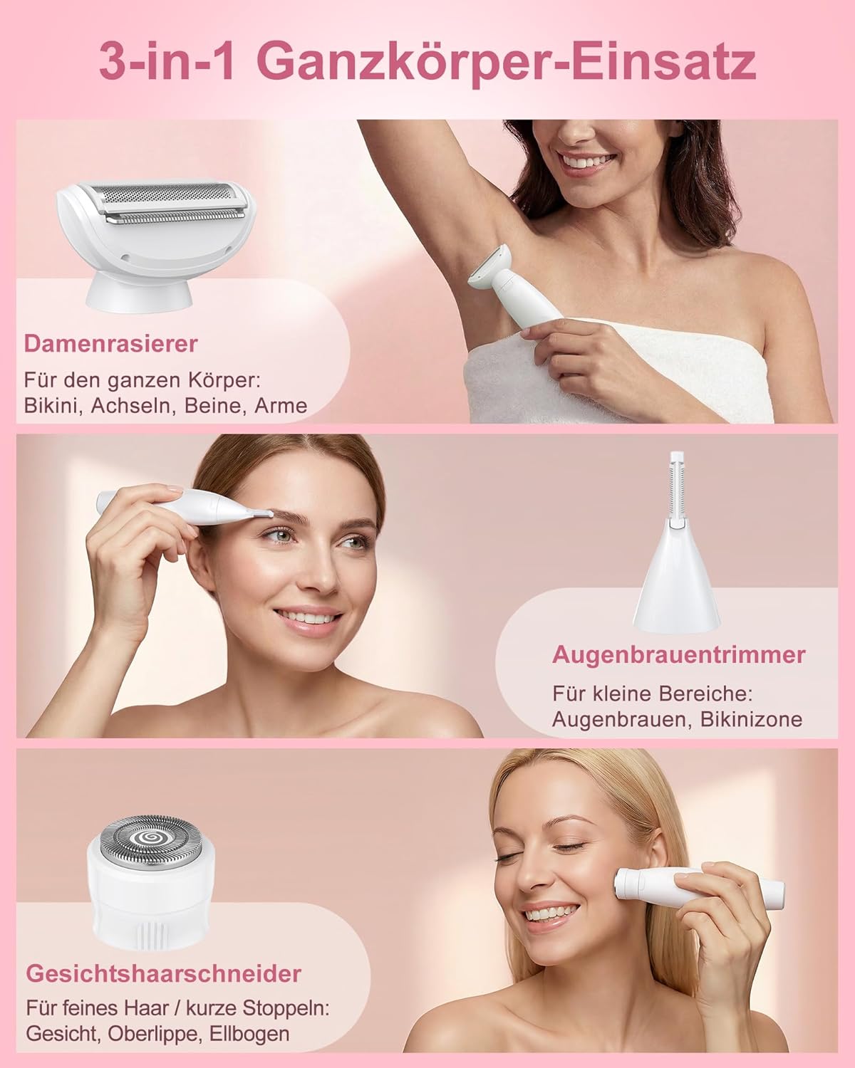 Detalle 2 de Damen Rasierer 3-in-1 IPX7 mit USB