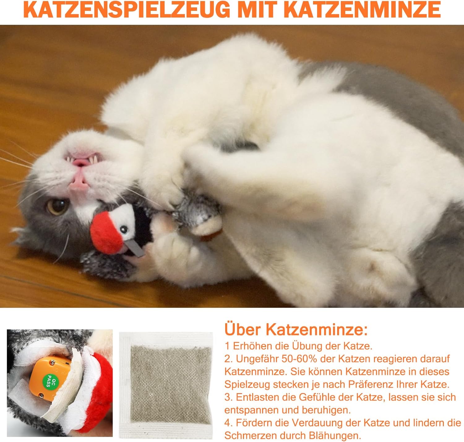 Detalle 2 de Nepfaivy Elektrisches Katzenspielzeug Vogel