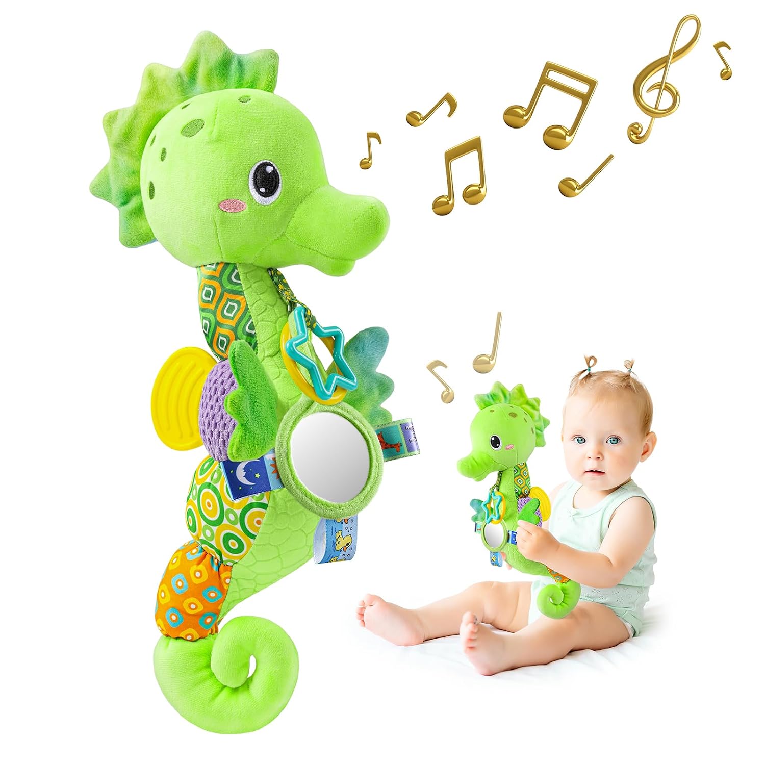 Thumbnail 6 de Sumobaby Seahorse Plush Activity Toy with Mirror, Crinkle and Rattle Sounds