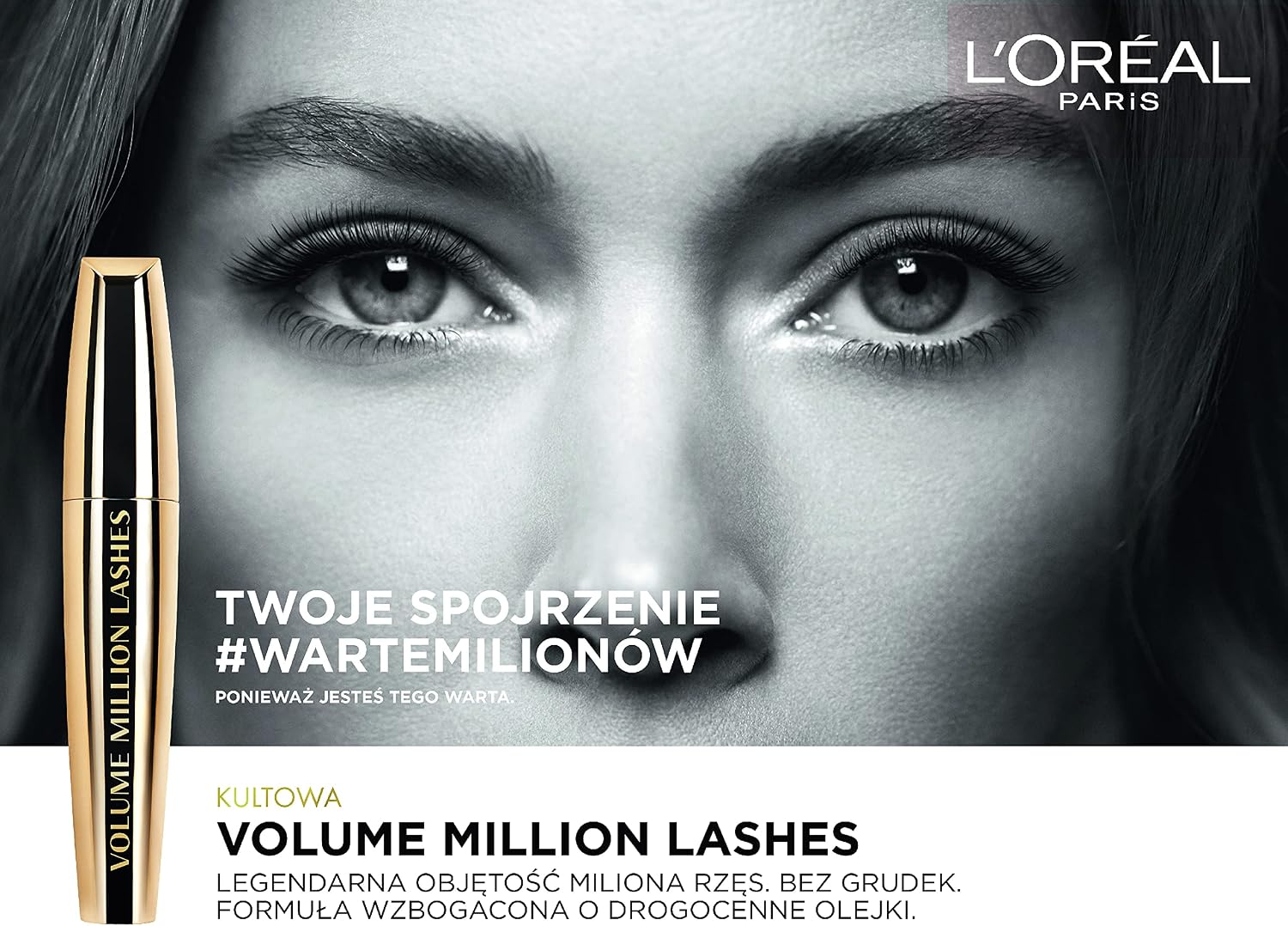 Detalle de L'Oréal 755104/09-6/52-2 mascara, svart, 9,5 ml med volym och fransseparering