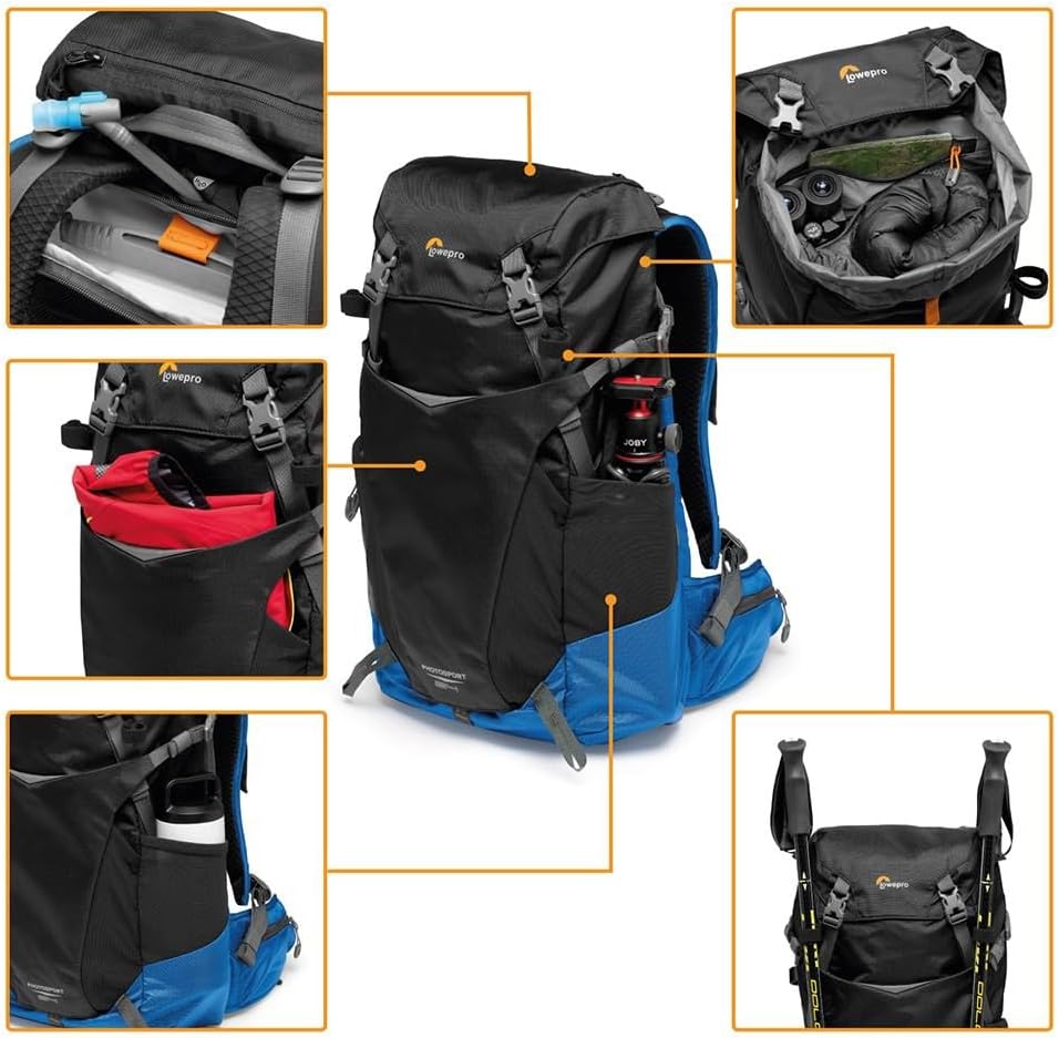 Thumbnail 3 de Lowepro PhotoSport BP 24L AW III zaino fotografico da hiking con inserto mirrorless rimovibile, blu e nero (compatibile Sony α7)
